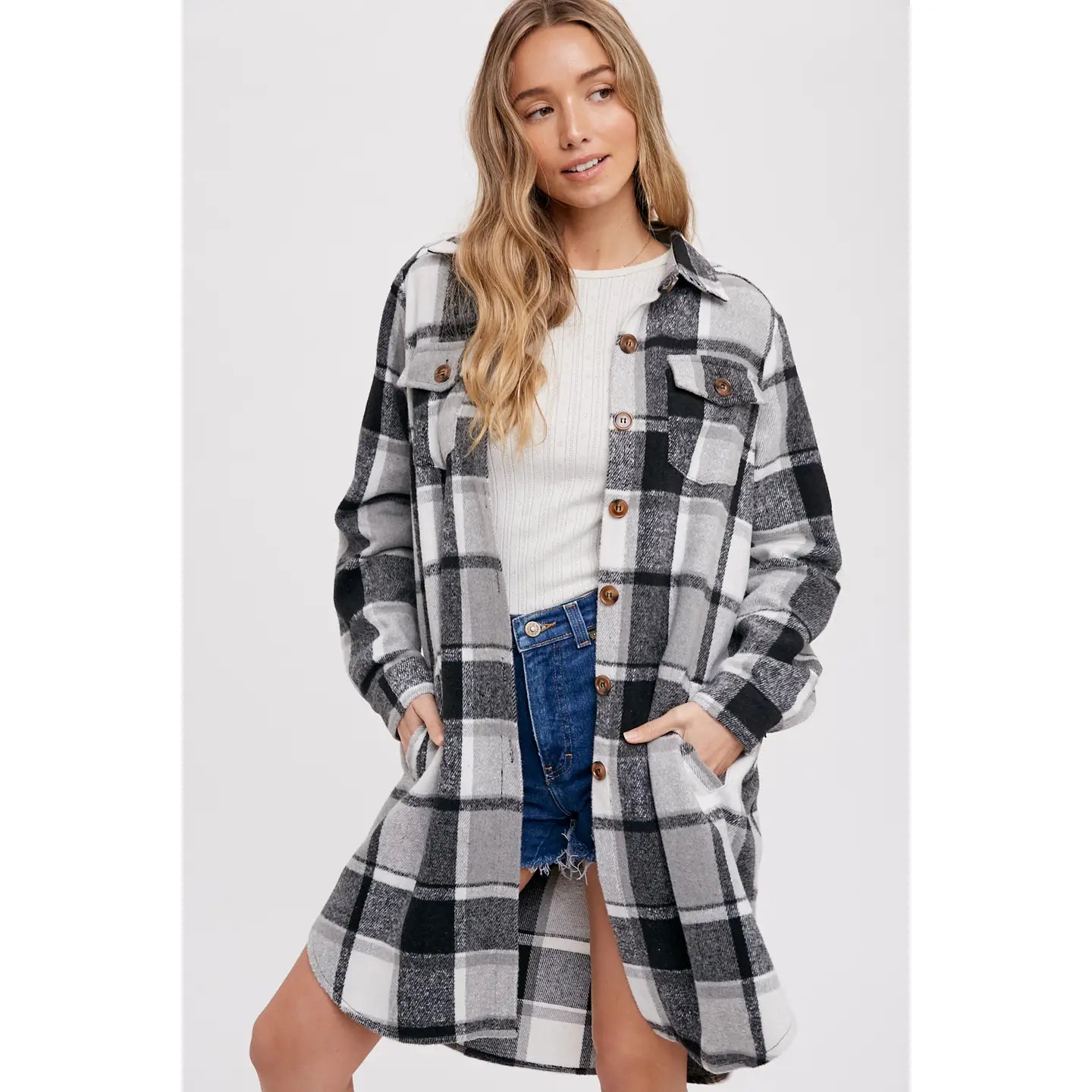 Audrey Flannel Longline Shacket