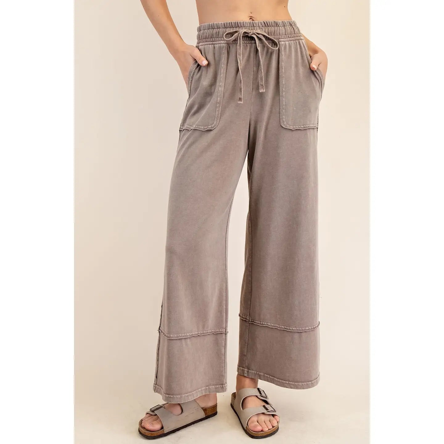 Mineral Washed Wide Leg Pant