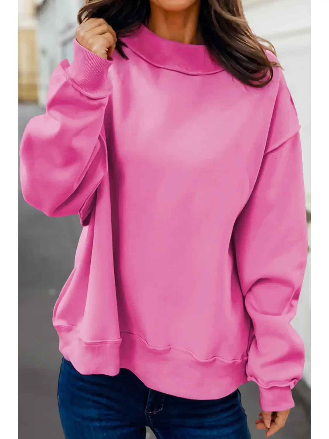 Cozy Reversible Oversize Mock Neck Sweatshirt