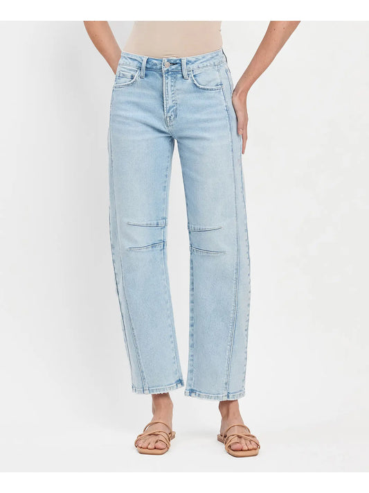 High Rise Light Wash Barrel Leg Jeans