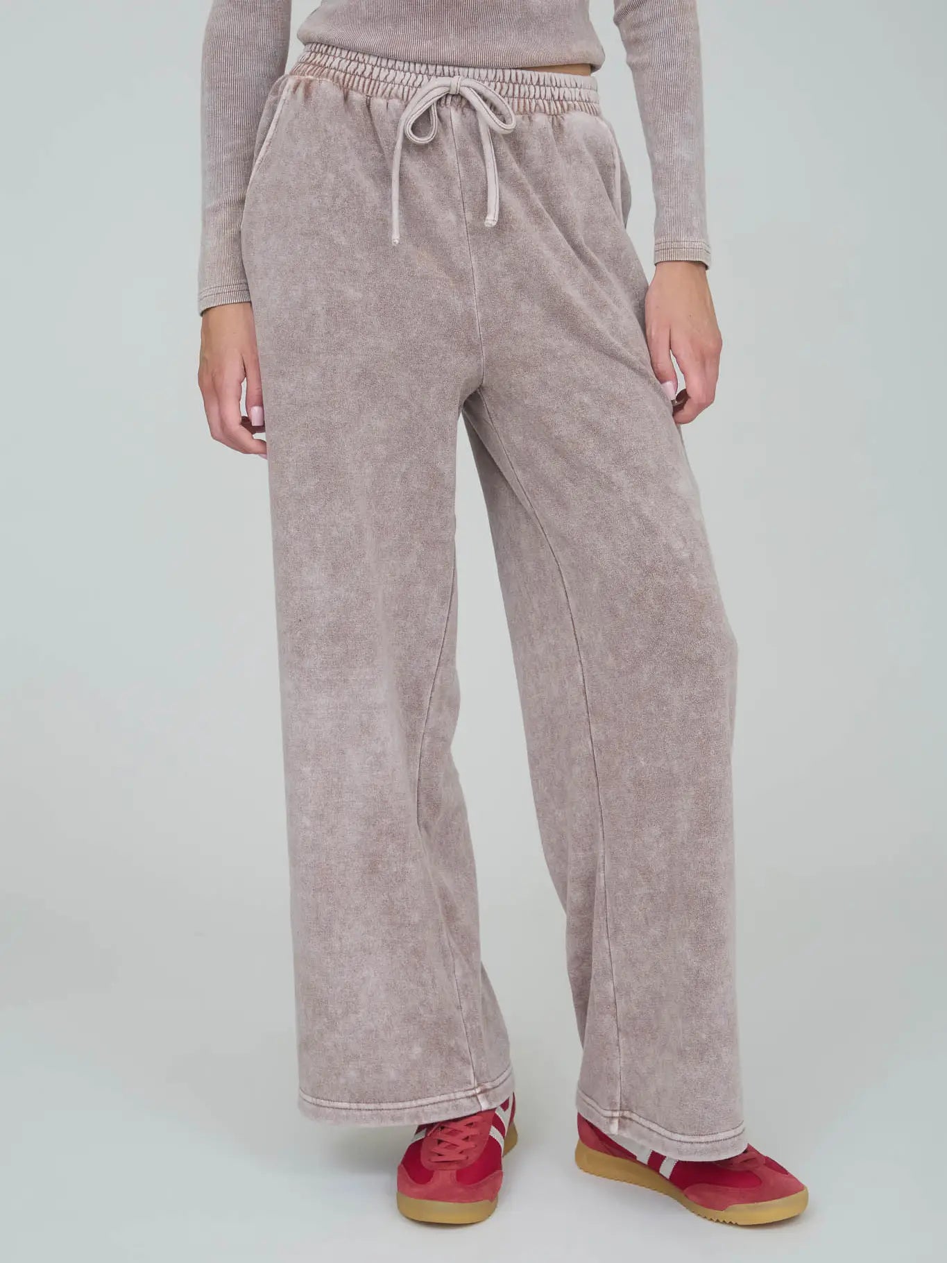 Washed Wide Leg Drawstring Lounge Pants