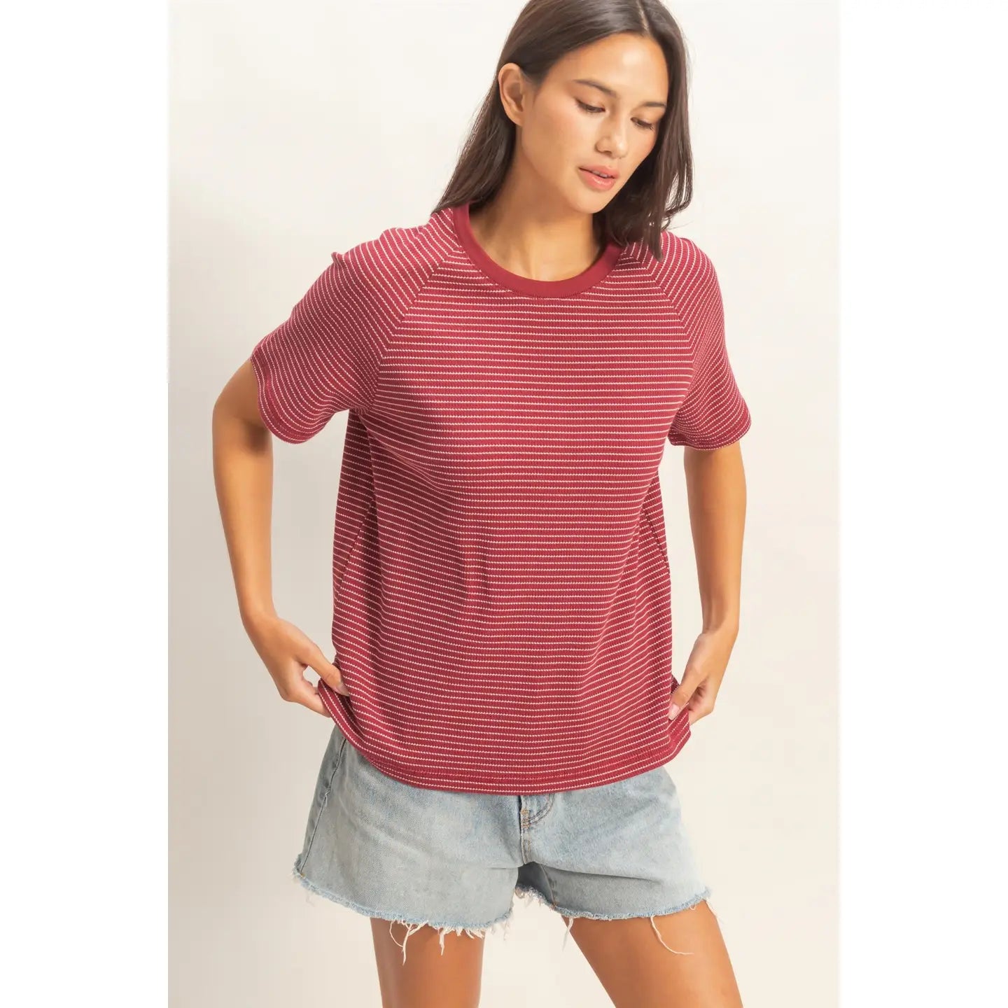 Ruby Striped Raglan Sleeve Tee