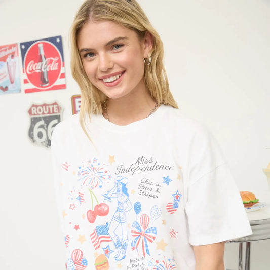 Miss Independence Short Sleeve Knit T-Shirt