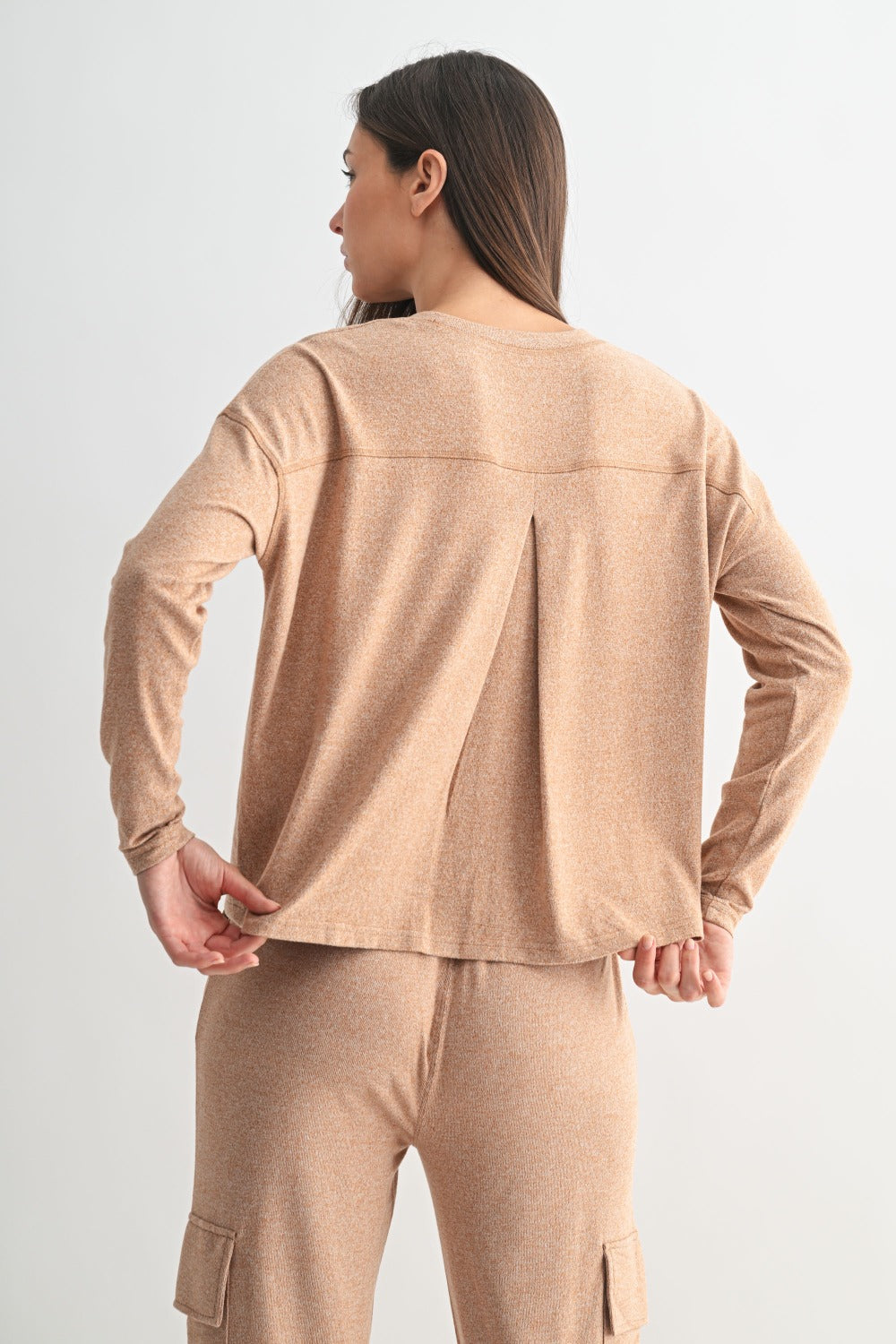 Brushed Hacci Lounge Back Pleat Long Sleeve
