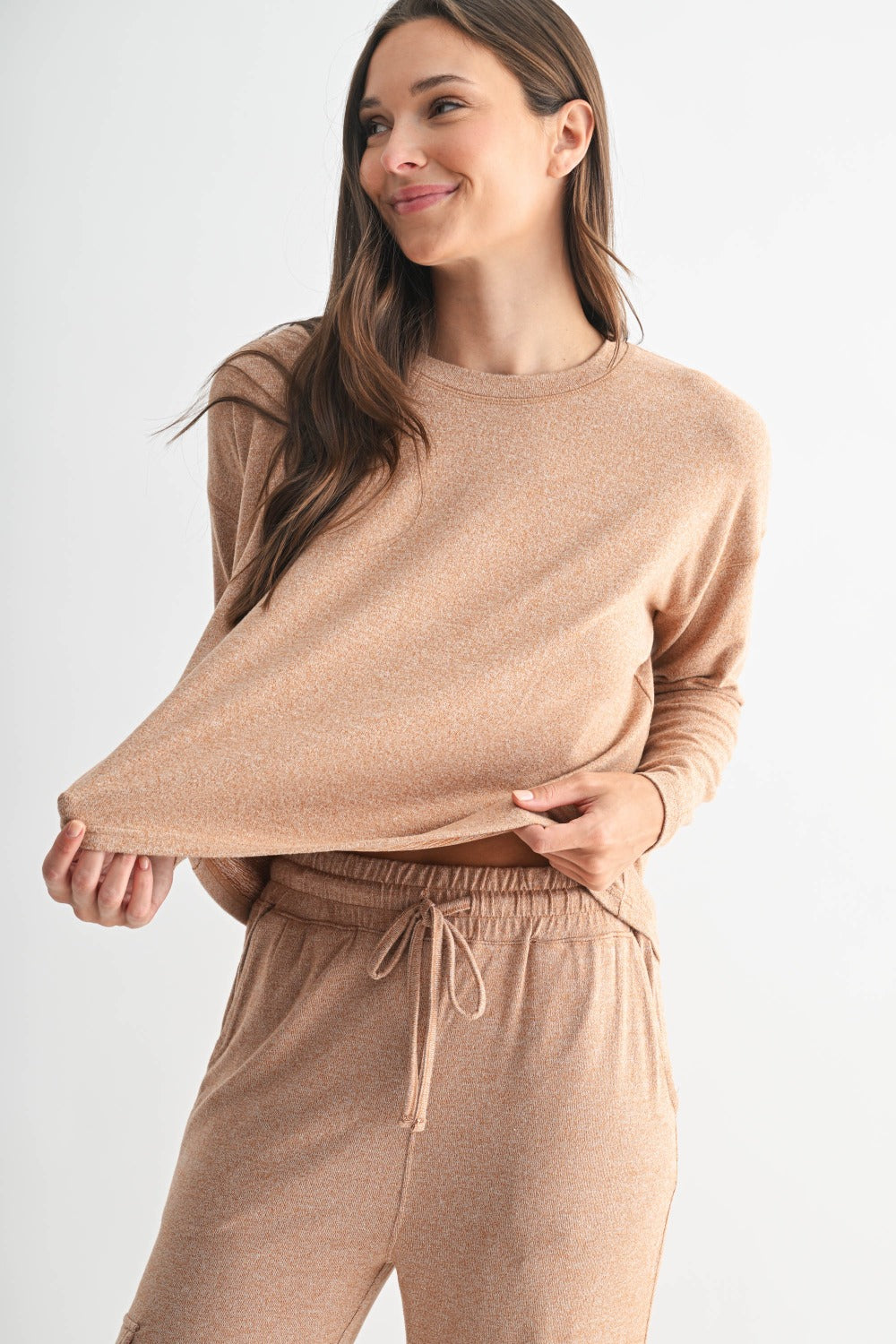 Brushed Hacci Lounge Back Pleat Long Sleeve